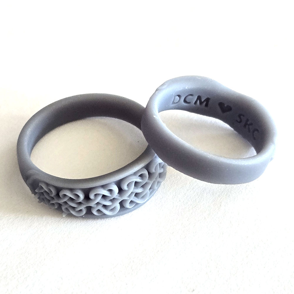 resin 3d prints celtic love knot wedding band matching pair initials inscribed